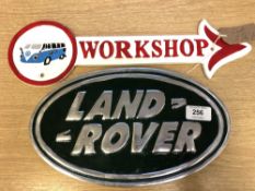 Two metal plaques - "LAND ROVER ", 18 cm x 30 cm,