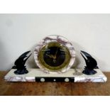 A 1930s marble Art Deco mantel clock