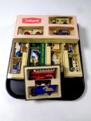 A tray containing six Lledo Days Gone Railway and Unigate die cast car packs