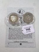 Two Royal Mint Historic Coins of Great Britain silver proof crowns,