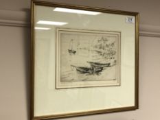 Nelson Dawson (1859 - 1941) : Fisherman's Cove, drypopint etching, signed in pencil, numbered 12,