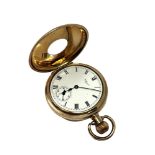 A gold plated Waltham half hunter pocket watch, movement signed and numbered 21,607,