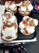 A tray containing approximately thirty-seven pieces of Royal Albert Old Country Roses tea china