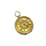 A 9ct gold open face lady's key-wound fob watch, signed H Samuel,