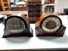 An Art Deco walnut mantel clock together with a further oak Enfield mantel clock