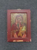 A 20th century painted religious icon 40 cm x 54 cm