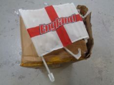 A pallet containing ten boxes of England car flags