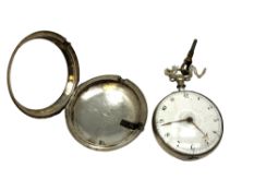 A George III pair-cased silver pocket watch, London 1795, verge fusee movement signed Parker,