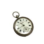 A silver open face pocket watch,