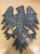 A heavy metal (lead) plaque - Prussian Eagle, 41 cm x 33 cm.
