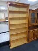 A large set of pine open bookshelves