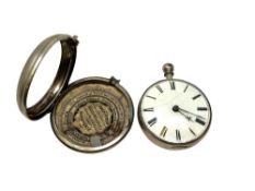 A Victorian silver pair-cased pocket watch, verge fusee movement signed J Berreys,