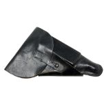 A WWII German Walther P38 pistol holster, black leather with stamp P38 to back.