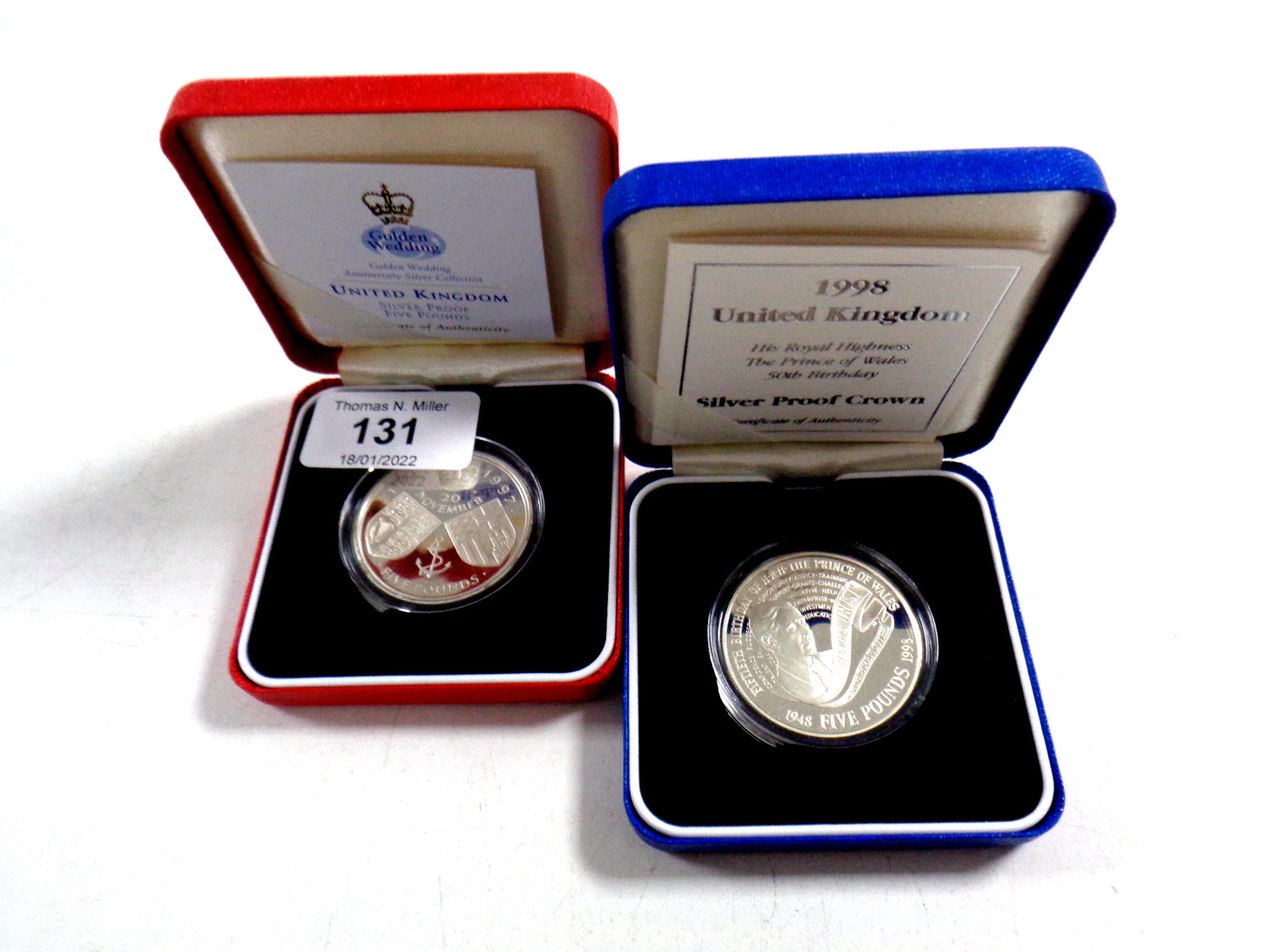 Two Royal Mint silver proof two pound coins,