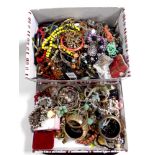 A tray containing a large quantity of costume jewellery