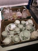 Two boxes containing 20th century glassware,