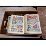 A box containing a quantity of Beano and Dandy comics together with a further box containing 20th