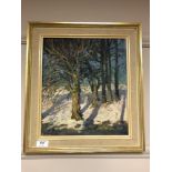 Tessa Spencer-Pryse : Trees in Snow, Raddery, oil on board, signed, 35 cm x 30 cm,