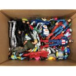 A box containing contemporary action figures, Action Man,