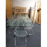 Lord Norman Foster for Tecno, a 'Nomos' glass and chrome dining table, length 180 cm,