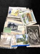 A quantity of plastic artist's folios containing a large quantity of watercolours and sketches by