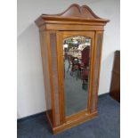 An Edwardian satinwood mirror door wardrobe, height 185 cm,