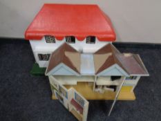 Two mid 20th century dolls houses and a small quantity of furniture