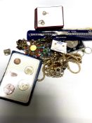 A small quantity of costume jewellery, commemorative crown,