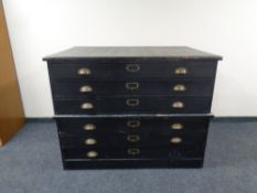 An early 20th century six drawer plan chest