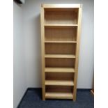 A set of contemporary oak open bookshelves, width 75 cm,