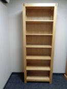 A set of contemporary oak open bookshelves, width 75 cm,