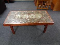 A mid 20th century Scandinavian teak tile top coffee table,
