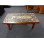 A mid 20th century Scandinavian teak tile top coffee table,