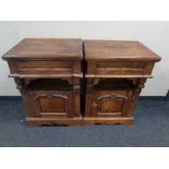 A pair of Victorian style pine bedside cabinets fitted a drawer