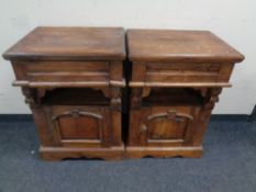 A pair of Victorian style pine bedside cabinets fitted a drawer