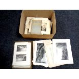 A box of antiquarian monochrome and colour book plates