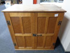 An Alan 'Acorn Man' Grainger oak double door cabinet CONDITION REPORT: No back