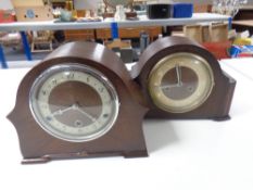 Two 1930s oak cased mantel clocks
