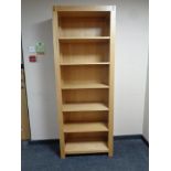 A set of contemporary oak open bookshelves, width 75 cm,