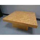 A square oak mosaic topped coffee table,