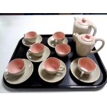 A tray containing a fifteen piece Poole pottery tea service