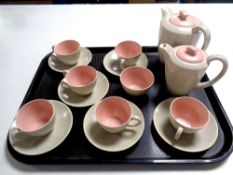 A tray containing a fifteen piece Poole pottery tea service