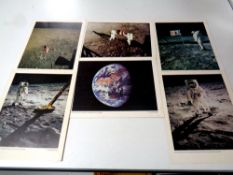 Twelve vintage NASA lithographs of Neil Armstrong and Buzz Aldrin on the moon,