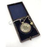 A continental silver pocket watch with key