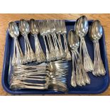 A Victorian silver table service for twelve settings, comprising twelve each of table forks,