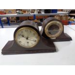 A Westminster chime mantel clock with silvered dial together with a further presentation mantel