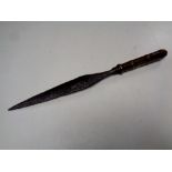 An antique brass handled spearhead, length 28.