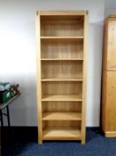 A set of contemporary oak open bookshelves, width 75 cm,