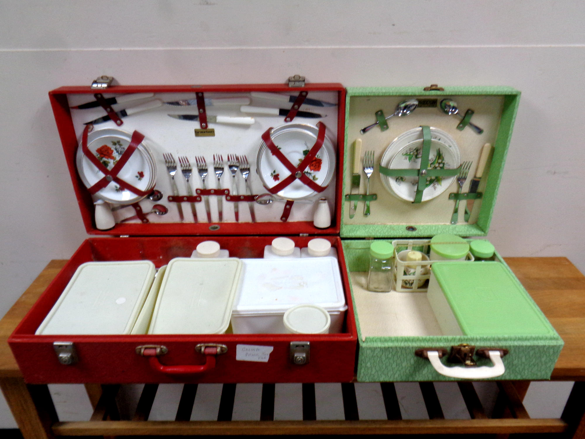 Two 20th century Brexton picnic sets in cases