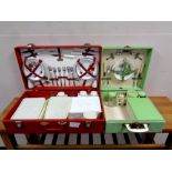 Two 20th century Brexton picnic sets in cases
